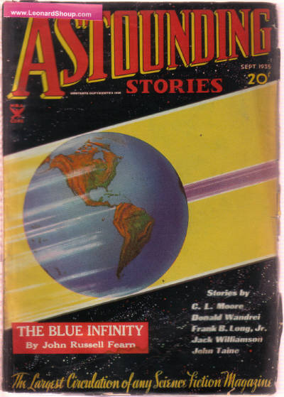 Image for Astounding Stories, September 1935, Volume XVI ( 16 ), # 1 ( Islands of the Sun (part 1(; The Blue Infinity; Earth Minus; Greater Glories; W62 to Mercury; Sky Rock; The Lady of the Moon; Twelve Eighty-Seven (conclusion) )( Science Fiction Pulp Magazine ).