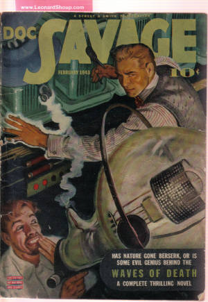 Image for Doc Savage Pulp Magazine, February 1943, Volume 20, # 6 ( Waves of Death By Robeson; Attack at Dawn By Wallace Brooker; River Cannibals By Norman A Daniels )