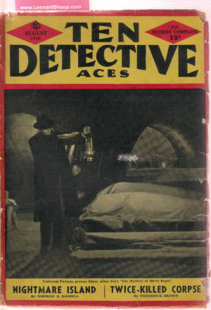 Image for Ten Detective Aces Pulp Magazine, Volume 40, # 3, August 1942 ( Nightmare Island; Prosecutor's Payoff; Twice Killed Corpse; Night with Johnny Jethro; Alibi for Sale; First Find the Body; Death is a Traitor; Davil's Handmaiden; Frame for the Phonies; etc)