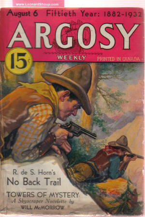 Image for Argosy Weekly Pulp Magazine, Volume 231, # 4, August 6, 1932 ( Towers of Mystery; Hush Money; Demerara Diamonds; Men of Daring; Rogues' Parade; No Back Trail; Always Obey Orders; The Unknown Island; The radio War; War Dance of the Women; Diving for Water)