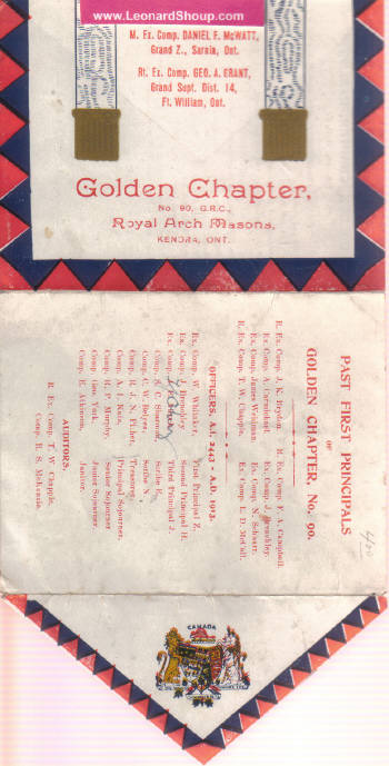 Image for Golden Chapter Royal Arch Masons, Kenora, Ontario --- Dated 1913