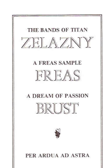 Image for Per Ardua Ad Astra: A Dream of Passion (Brust) / The Bands of Titan ( Zelazny) / A Freas Sample ( Freas)---- signed limited Edition (with original envelope)
