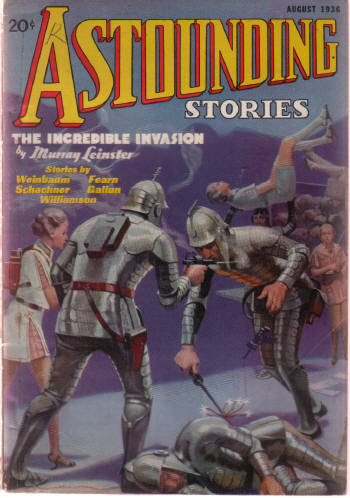 Image for Astounding Stories, August 1936, Volume 17, # 6 ( Science Fiction Includes: Incredible Invasion (part 1); Proteus Island; Return of the Murians; En Route to Pluto; a Leak in the Fountain of Youth; The Scarab; Black Light The Cometeers (conclusion) ( Pulp