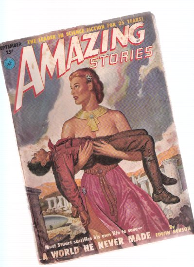 Image for Amazing Stories Science Fiction Pulp Magazine, Volume 25, # 9, September 1951 ( A World He Never Made; You've Got to Believe; Green Blood of Treachery; Some Wolves Can't Kill; The Betrayers ))