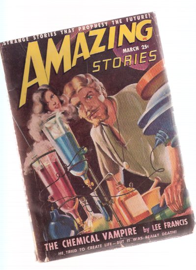 Image for Amazing Stories Science Fiction Pulp Magazine, Volume 23, # 3, March 1949 ( Chemical Vampire; Strange Disappearance of Guy Sylvester; The Lost Power; The Strange Tea of Ting Sun Fu; Swordsman of Pira )