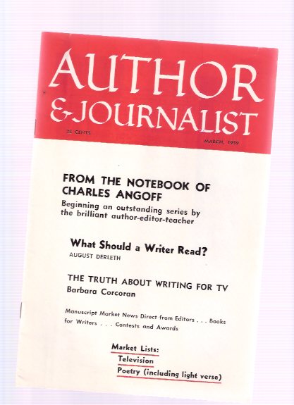 Author and Journalist, March 1959 (includes: What Should a Writer Read? By August Derleth ) Image for Author and Journalist, March 1959 (includes: What Should a Writer Read? By August Derleth )