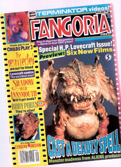 Image for Fangoria Magazine, September 1991, # 106 ( Includes: HPL on Screen; Drawing on the Mythos; Charles Dexter Ward, Take Two; The Thing Man; Article on Shadow Over Innsmouth)