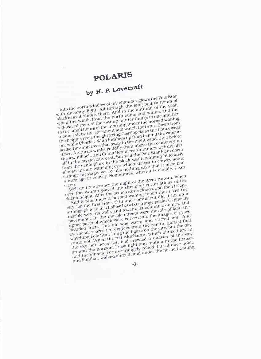 Image for H P Lovecraft: Polaris / Strange Company