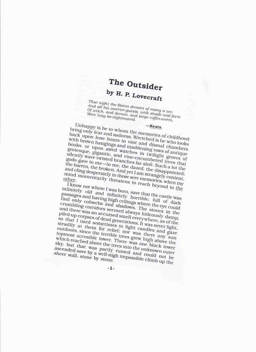 Image for H P Lovecraft: The Outsider / Strange Company