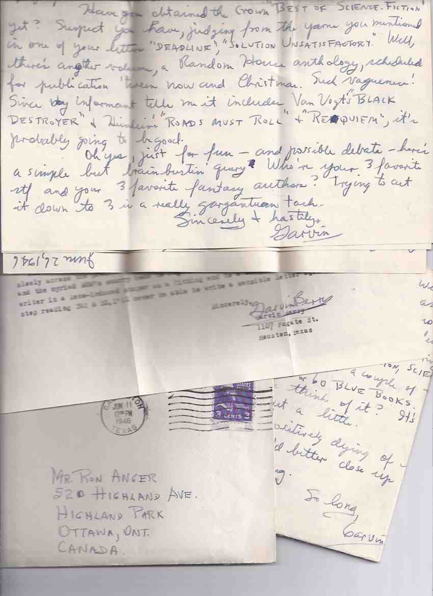 Image for Letters, Two Handwritten, One Typed, All Signed -by Garvin Berry ( Science Fiction SF Fandom )