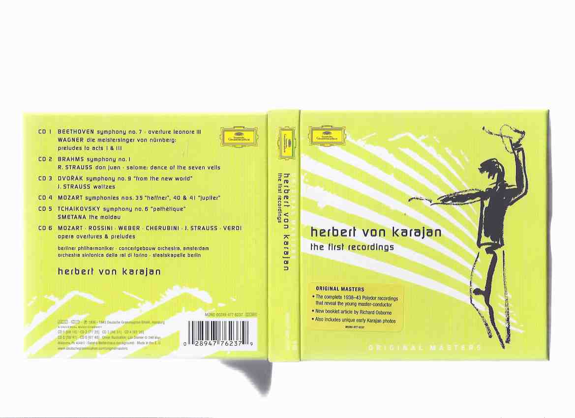 Image for Herbert von Karajan: The First Recordings -The Complete 1938 43 Polydor Recordings - 6 CDs Plus Booklet / Deutsche Grammophon (includes: Beethoven; Brahms; Dvorak; Mozart; Tchaikovsky; Rossini; Weber; Cherubini; J Strauss; Verdi )