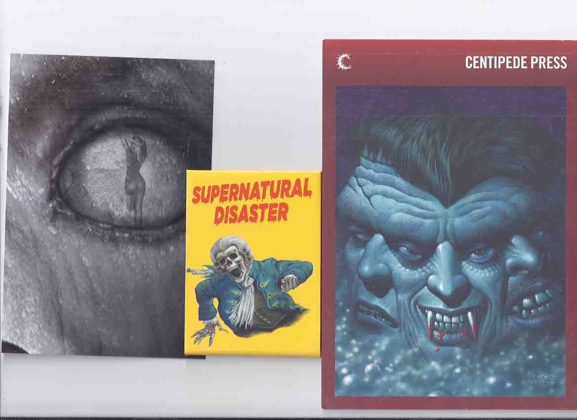Image for THREE ITEMS from Centipede Press - Pamphlet - Thank You Card /and/ B&W Label /and/ Supernatural Disaster Cards