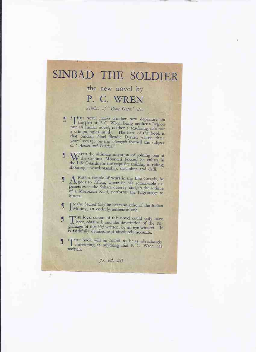 Image for ADVERTISEMENT / LEAFLET for Sinbad the Sailor ---by P C Wren