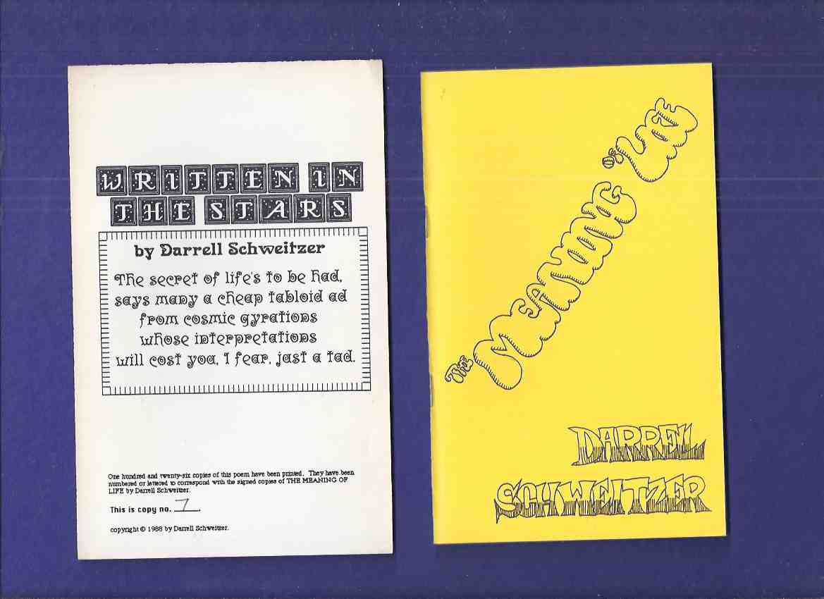 Image for The Meaning of Life and Other Awesome Cosmic Relations / Three Curious Tales -by Darrell Schweitzer (signed) -with Additional insert / Chris Drumm # 30