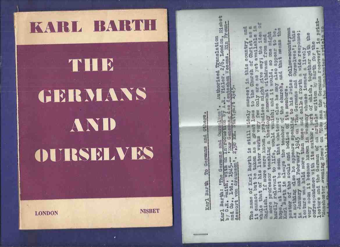 The Germans and Ourselves -by Karl Barth ( Our Selves ) Image for The Germans and Ourselves -by Karl Barth ( Our Selves )