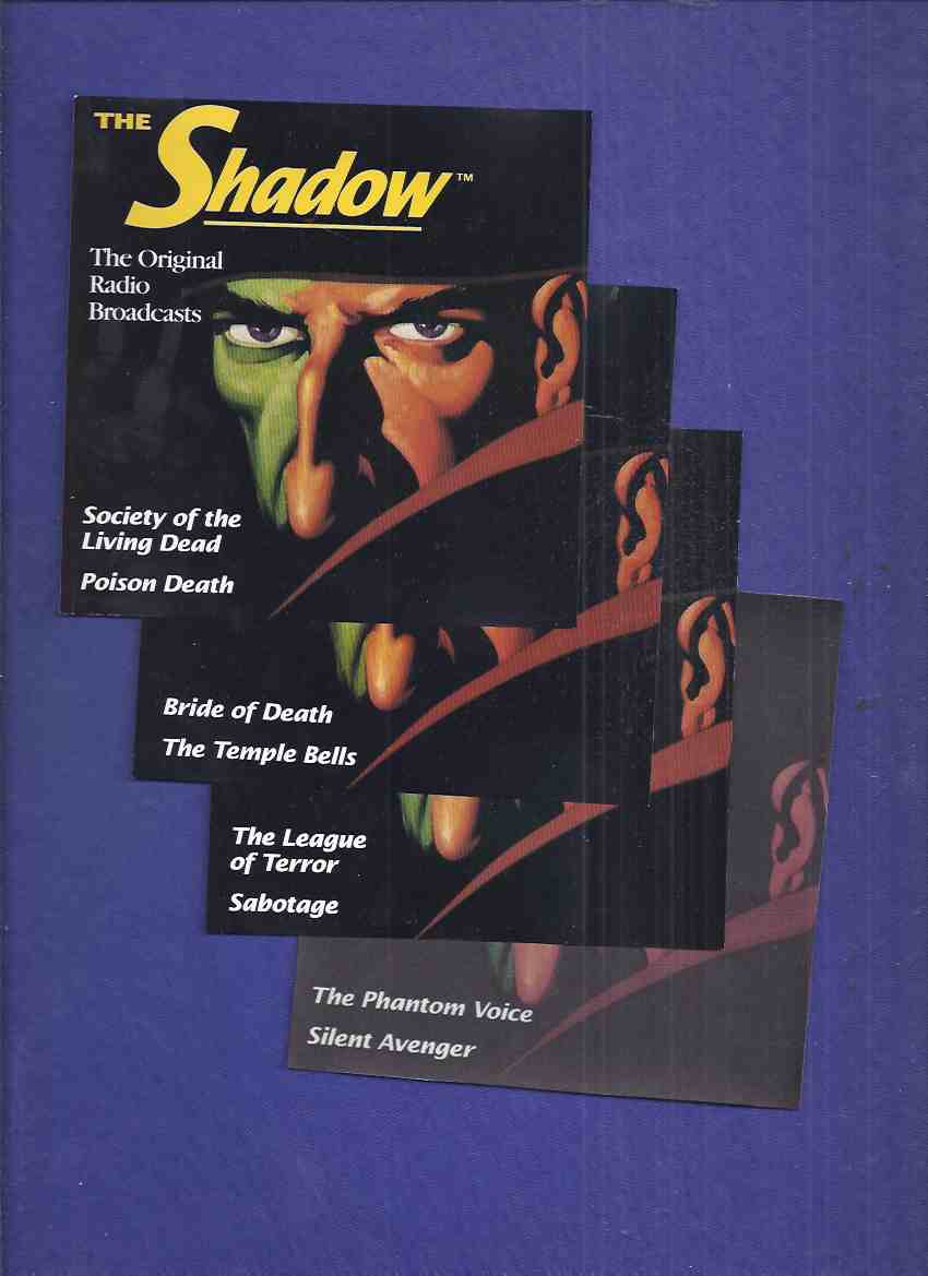 4 CDs with 8 Shadow Radio Broadcasts: Phantom Voice; Silent Avenger; Bride of Death; Temple Bells; League of Terror; Sabotage; Society of the Living Dead; Poison Death ( Lamont Cranston )(each episode Is about 27/28 minutes) Image for 4 CDs with 8 Shadow Radio Broadcasts: Phantom Voice; Silent Avenger; Bride of Death; Temple Bells; League of Terror; Sabotage; Society of the Living Dead; Poison Death ( Lamont Cranston )(each episode Is about 27/28 minutes)