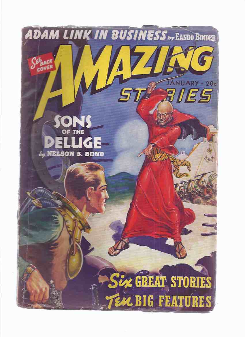 Image for Amazing Stories, January 1940, volume 14, # 1 ( Sons of the Deluge / Bond; Adam Link in Business / Binder; Strange Death of Richard Sefton / Selwyn; Man Who Saw Two Worlds / Ayre; Slaves of Rhythm / Kummer, Jr.; Dr Varsag's Experiment / Ellis )