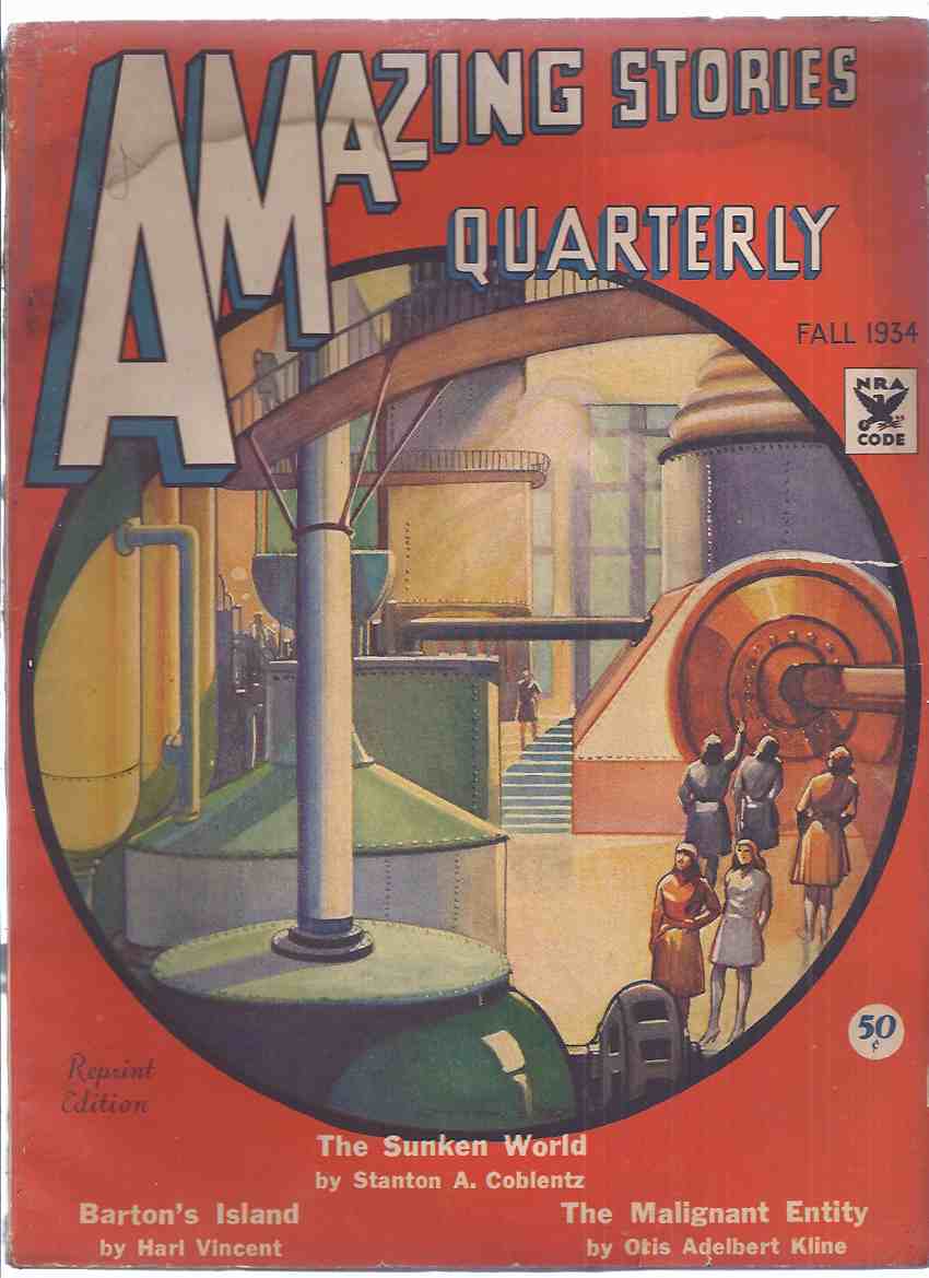 Image for Amazing Stories Quarterly Volume 7, # 2, Fall 1934 ( Barton's Island / Vincent; Sunken World / Coblentz; Babylon (poem) / Pike; Radio Robbery / Meek; Malignant Beauty / Kline )( Pulp )