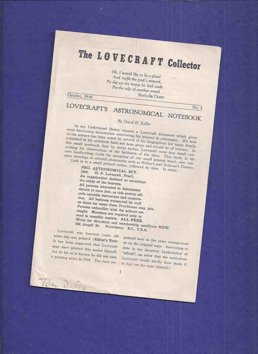 Image for The Lovecraft Collector October 1949, No. 3 (inc. Lovecraft's Astronomical Notebook By David H Keller )