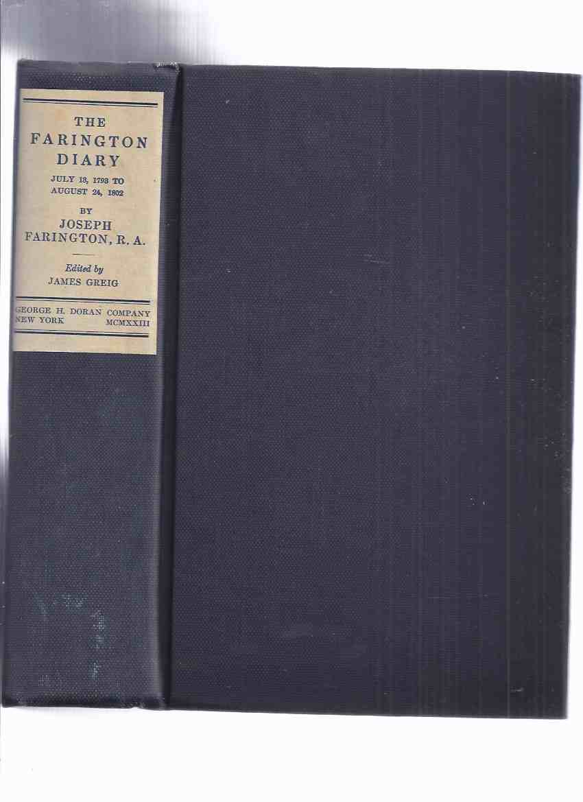 Image for The Farington Diary, Volume 1, July 13, 1793 to August 24, 1802 -by Joseph Farington (From the Personal Library of H P Lovecraft -Signed By Lovecraft )