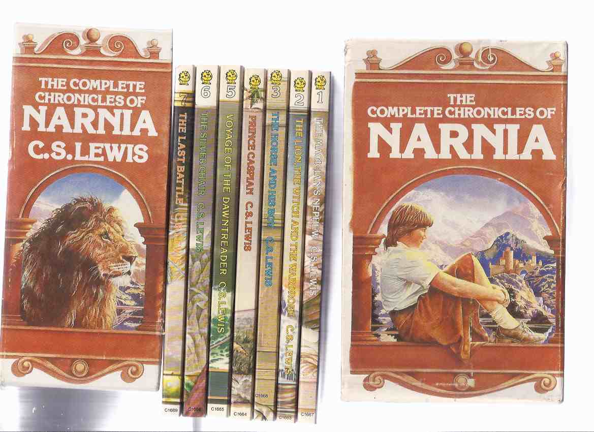 7 Volumes in a Slipcase /Box: Narnia Chronicles: The Lion The Witch and the Wardrobe ---with Prince Caspian ---with Voyage of the Dawn Treader ---with Silver Chair ---with The Horse & His Boy ---with Magician's Nephew ..---the Last Battle; ( Boxed Set ) Image for 7 Volumes in a Slipcase /Box: Narnia Chronicles: The Lion The Witch and the Wardrobe ---with Prince Caspian ---with Voyage of the Dawn Treader ---with Silver Chair ---with The Horse & His Boy ---with Magician's Nephew ..---the Last Battle; ( Boxed Set )