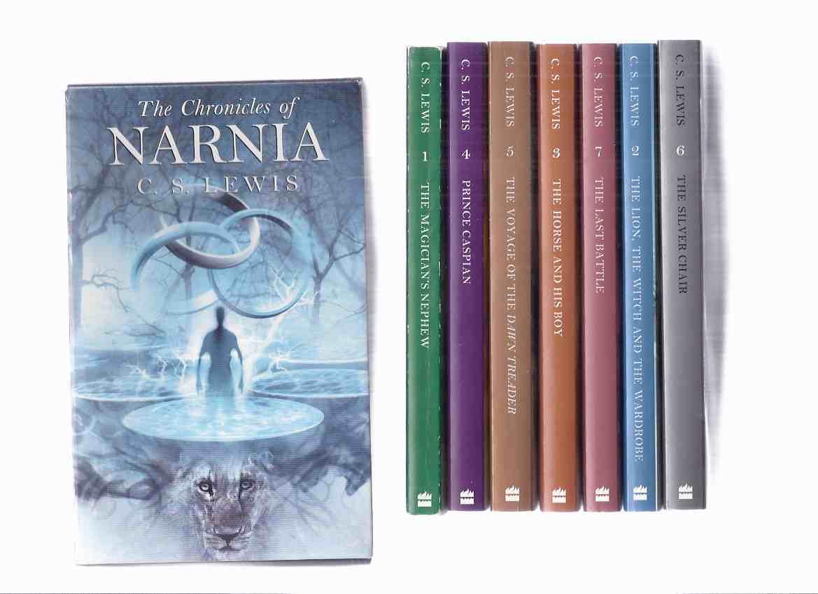 7 Volumes in a Slipcase /Box: Narnia Chronicles: The Lion The Witch and the Wardrobe ---with Prince Caspian ---with Voyage of the Dawn Treader ---with Silver Chair ---with The Horse & His Boy ---with Magician's Nephew ..---the Last Battle; ( Boxed Set ) Image for 7 Volumes in a Slipcase /Box: Narnia Chronicles: The Lion The Witch and the Wardrobe ---with Prince Caspian ---with Voyage of the Dawn Treader ---with Silver Chair ---with The Horse & His Boy ---with Magician's Nephew ..---the Last Battle; ( Boxed Set )