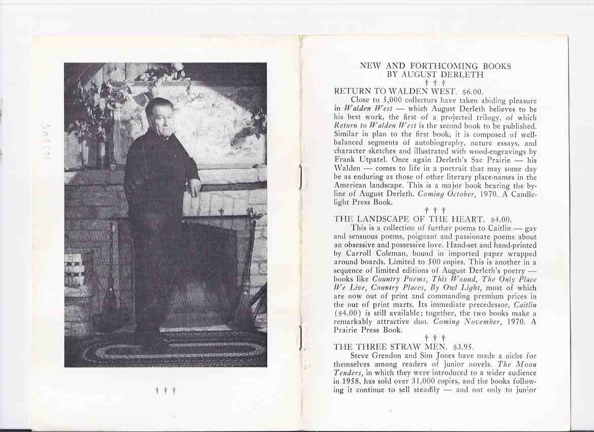 Image for ( NOT in MAYS / HERRON # 88 ) ARKHAM HOUSE Ephemera / Pamphlet / Brochure / Leaflet: New and Forthcoming Books By August Derleth ( Books / Catalog / Catalogue )
