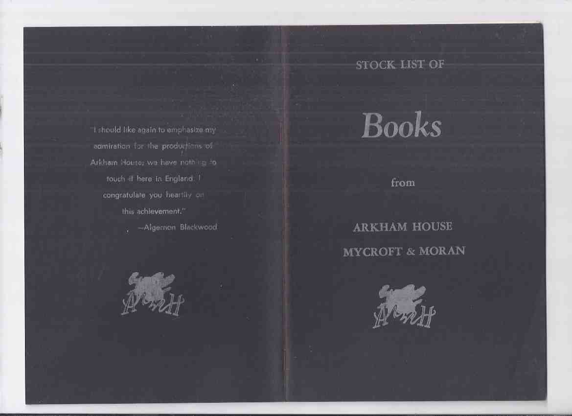 Image for ( MAYS # 53  / HERRON # 90 ) ARKHAM HOUSE Ephemera:  Stock List of Books from Arkham House Mycroft & Moran ( Stock List /  Catalog / Catalogue )