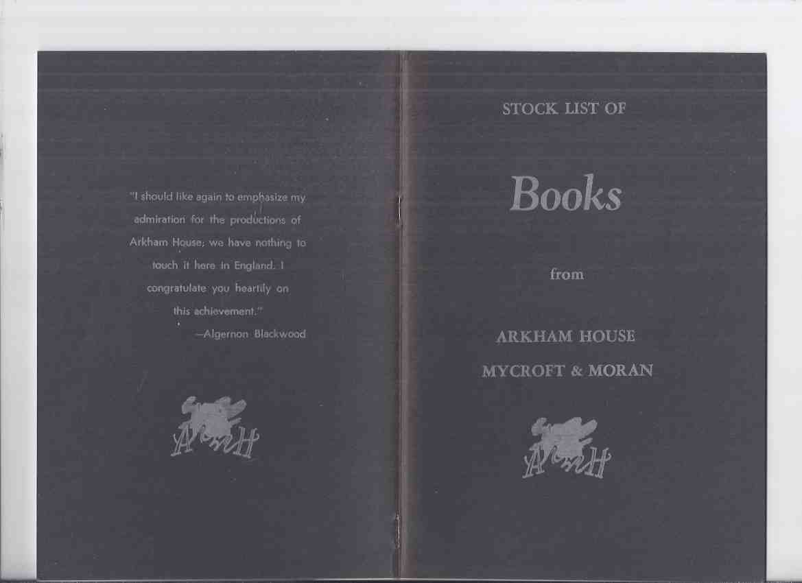 Image for ( MAYS # 53 / HERRON # 90 ) ARKHAM HOUSE Ephemera: Stock List of Books from Arkham House Mycroft & Moran ( Stock List / Catalog / Catalogue )