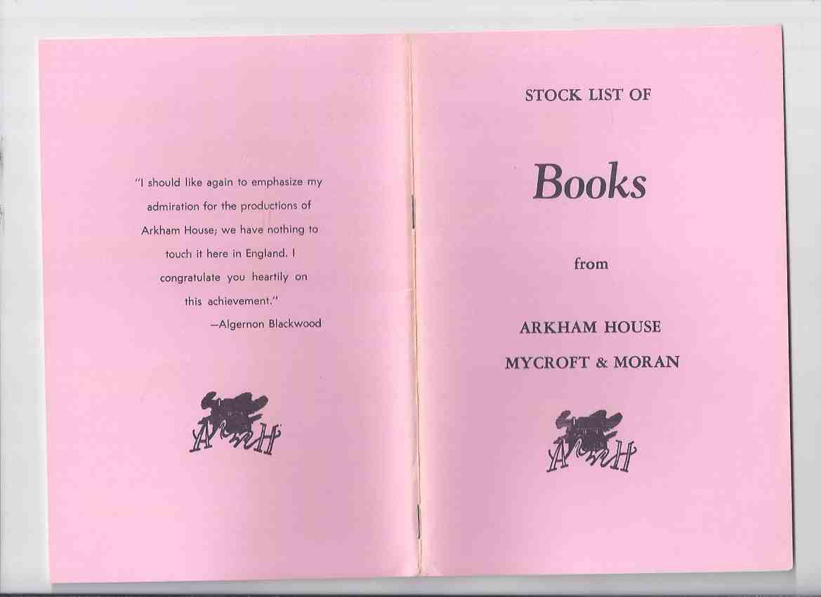 Image for ( MAYS # 52 / HERRON # 89 ) ARKHAM HOUSE Ephemera: Stock List of Books from Arkham House Mycroft & Moran ( Stock List / Catalog / Catalogue )