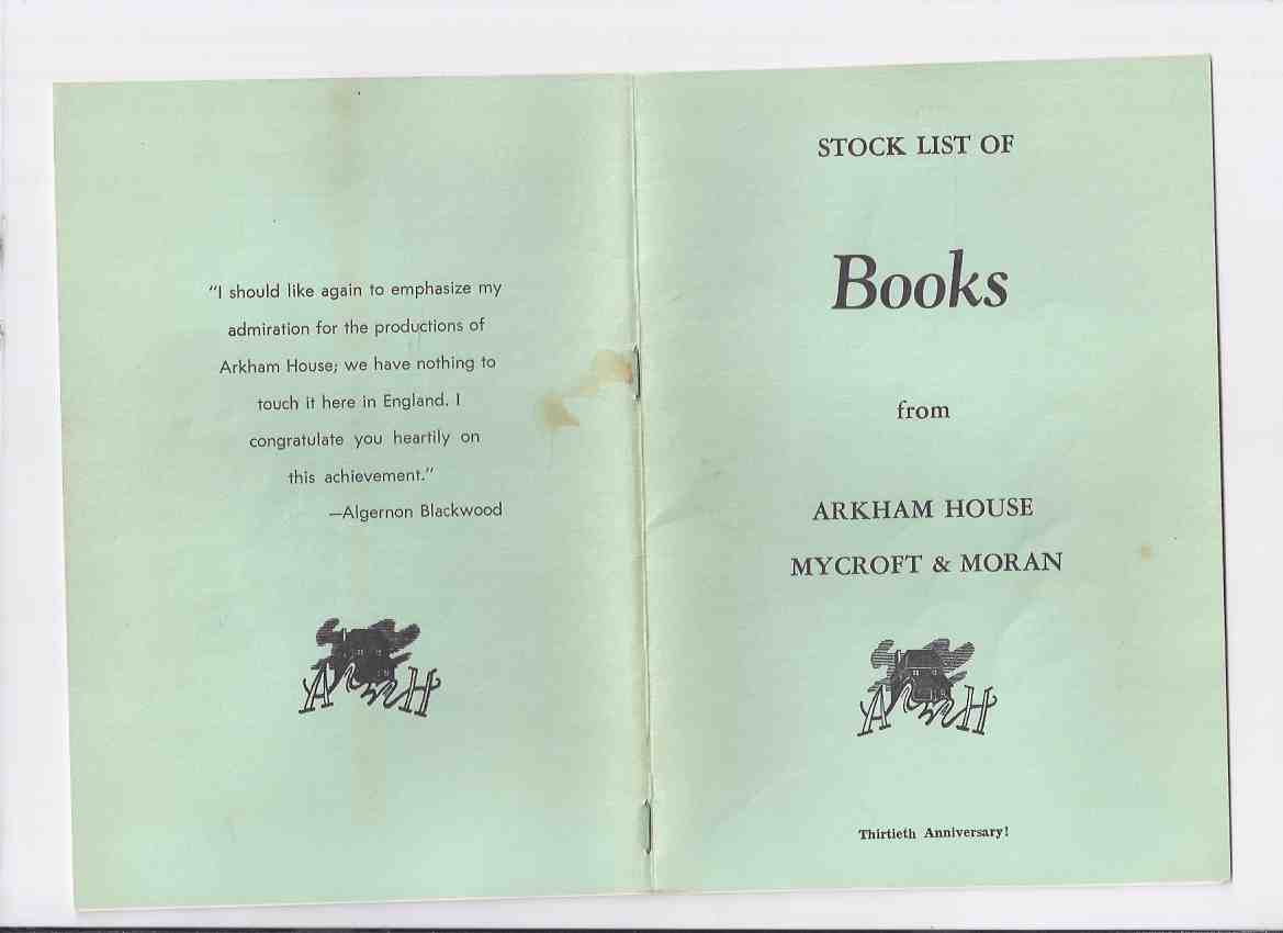 Image for ( Mays # 50 / HERRON # 86 ) ARKHAM HOUSE Ephemera in original mailing envelope: Stock List of Books from Arkham House Mycroft & Moran Thirtieth Anniversary ( 1969 ) ( Catalog / Catalogue ) (30th)