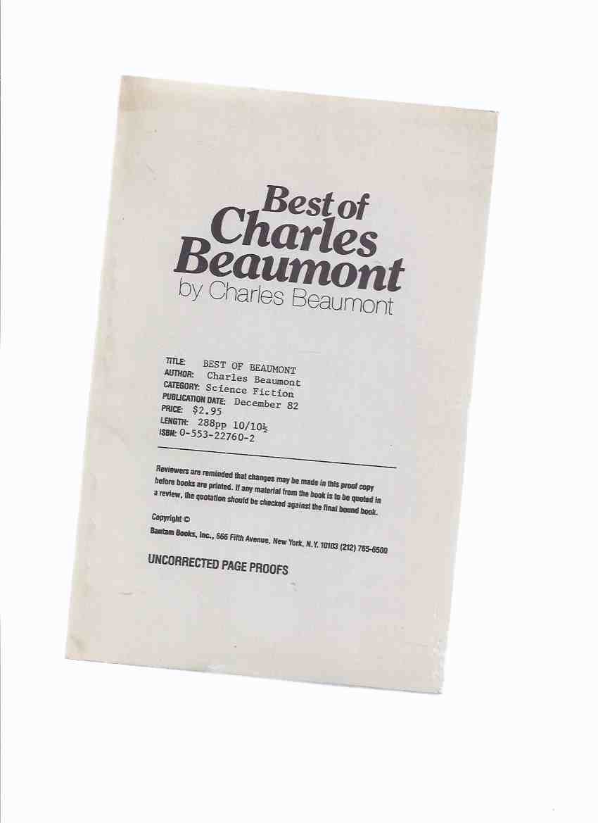 Image for Best of Charles Beaumont (AKA: Best of Beaumont )( Infernal Bouillabaisse; Free Dirt; Fritzchen; Blood Brother; Perchance to Dream; Insomnia Vobiscum; Jungle; Three Thirds of a Ghost; Mother's Day; Dear Father; Customers; Sorcerer's Moon; Trigger )