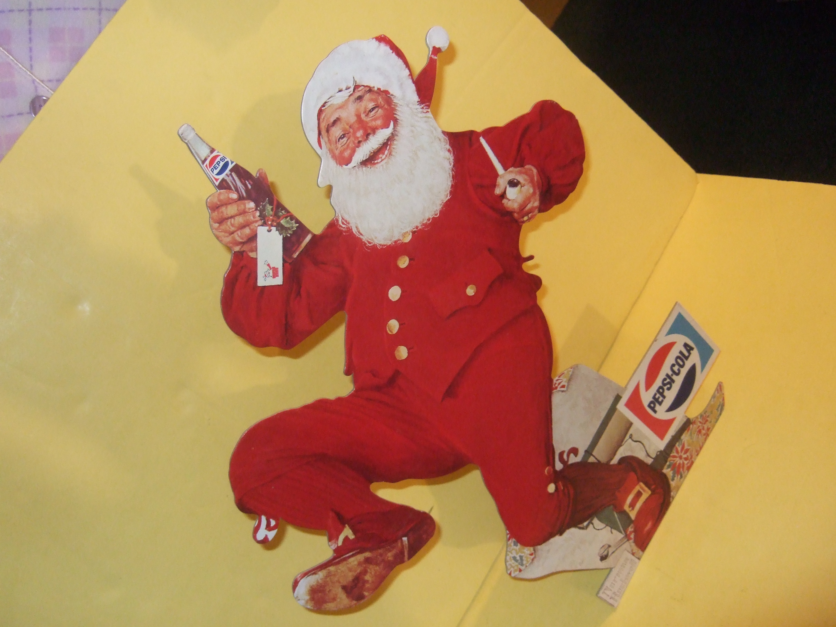 Image for Santa Claus Stand-up Advertisement for Pepsi Cola / Norman Rockwell Illustration