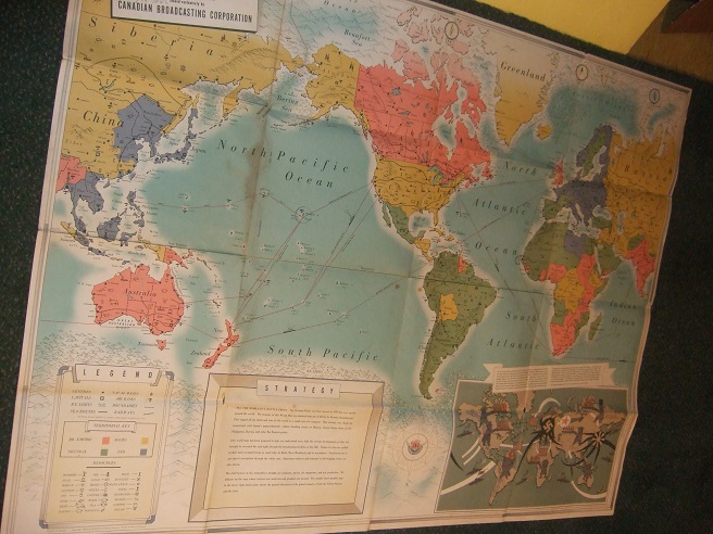 Image for CBC Radio Canada / Canadian Broadcasting Corporation World War Map on Mercator's Projection ( World War Two / WWII )( shows German / Nazi and Japanese octopoidal Tentacle reach )