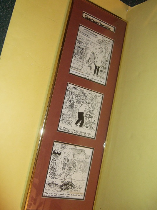 Image for ORIGINAL ART / Illustrations for The Toronto Telegram Newspaper by DOUG WRIGHT, 3 Cartoons / Framed, Titled TICKYTACKY TOWNSHIP -all Signed ( Nipper / Doug Wright's Family related)( Hamilton / Burlington, Ontario related)