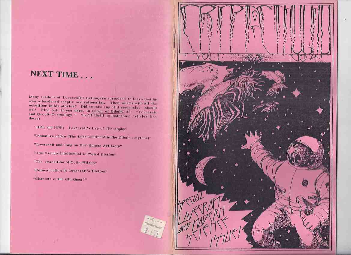Image for Crypt of Cthulhu, Volume 1, # 4, Eastertide 1982 - Lovecraft and Modern Science Issue (inc Lovecraft's Other Planets; Cosmology of Azathoth;  Fun Guys from Yuggoth; etc)