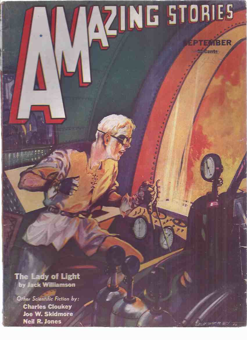 Image for Amazing Stories, September 1932, volume 7, # 6 ( The Lady of Light by Williamson; Romance of Posi and Nega by Skidmore; Suicide Durkee's Last Ride by Jones; Swordsman of Sarvon (pt. 2) by Cloukey; Lemurian Documents by Burtt )