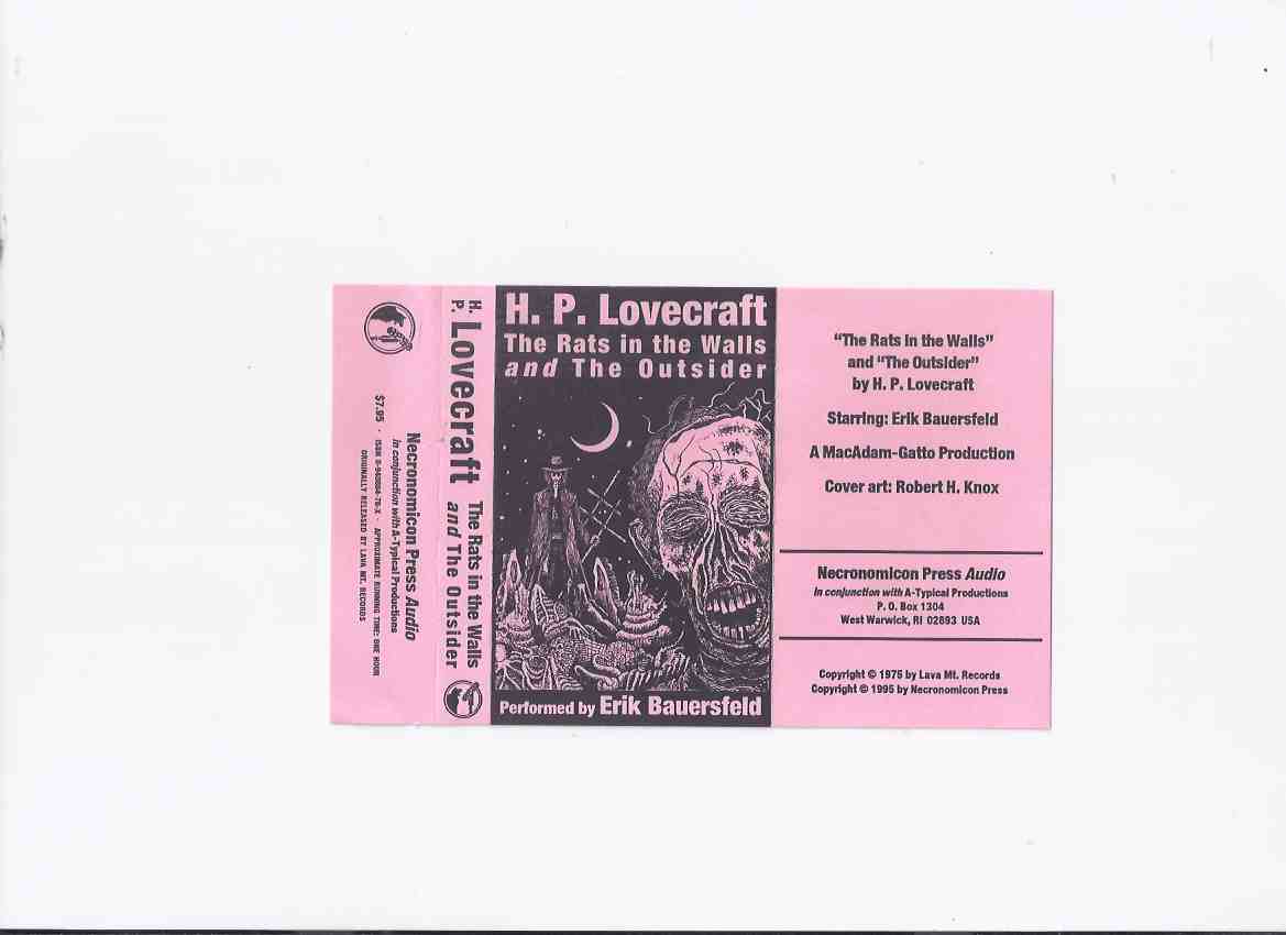 Image for The Rats in the Walls and The Outsider / H P Lovecraft, ( Howard Phillips ) / Necronomicon Press / Read - Performed By Erik Bauersfeld  - Audio Cassette ( Approx. 60 Minutes )