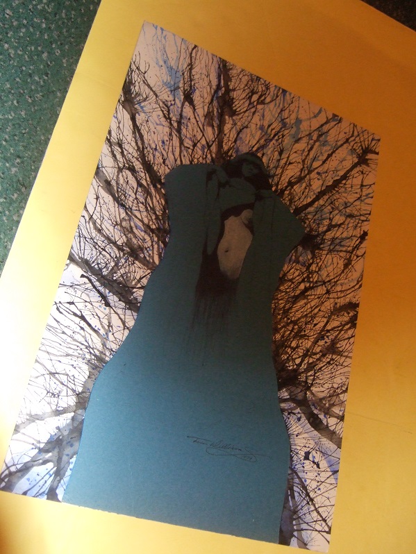 Image for Original Artwork By Tim Williams - Untitled ( Image / Art of a Bare-Breasted Cloaked Woman Overlaid Onto a Web of Tendrils  ) ( Jeff [ Jeffrey ] Jones related)