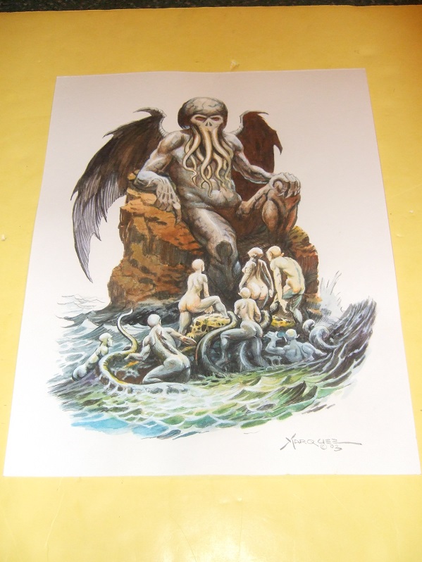 Image for Original Art / Artwork of Cthulhu Rising from the Sea  on Paper By Don Marquez ( H P Lovecraft related)
