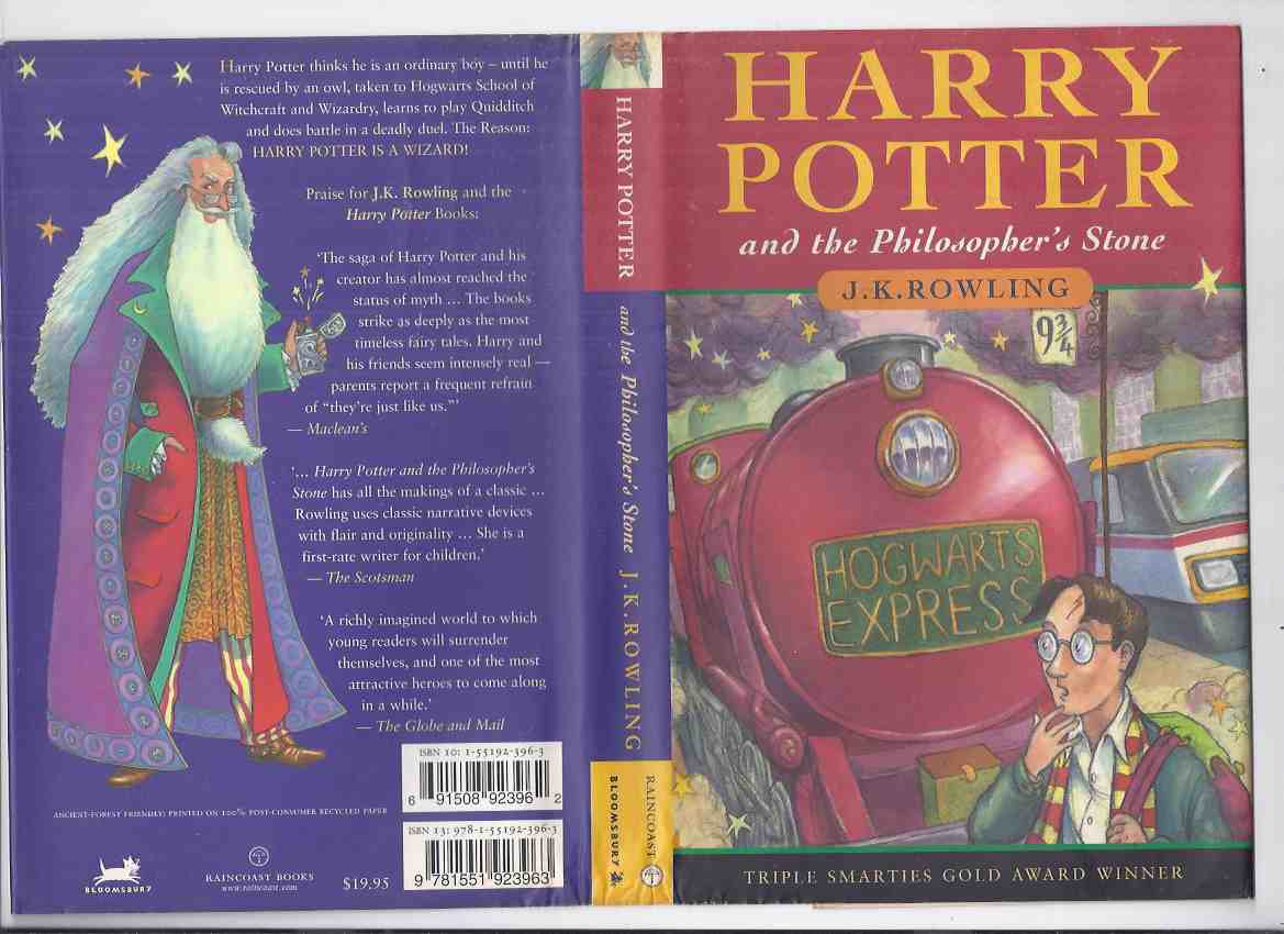 Image for Harry Potter and the Philosopher's Stone ( AKA: Sorcerer's Stone ) --book 1 of the Series -by J K Rowling ( Volume One )( 1st Canadian Corrected Edition )