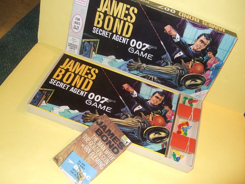 Image for 2 Items ( Book - 1966) and James Bond 007 Boardgame, 1964 ):  The Man with the Golden Gun ( Toronto, PAN 1st Printing ) / James Bond Secret Agent 007 Game ( London, Ontario - Somerville Industries / Milton Bradley )