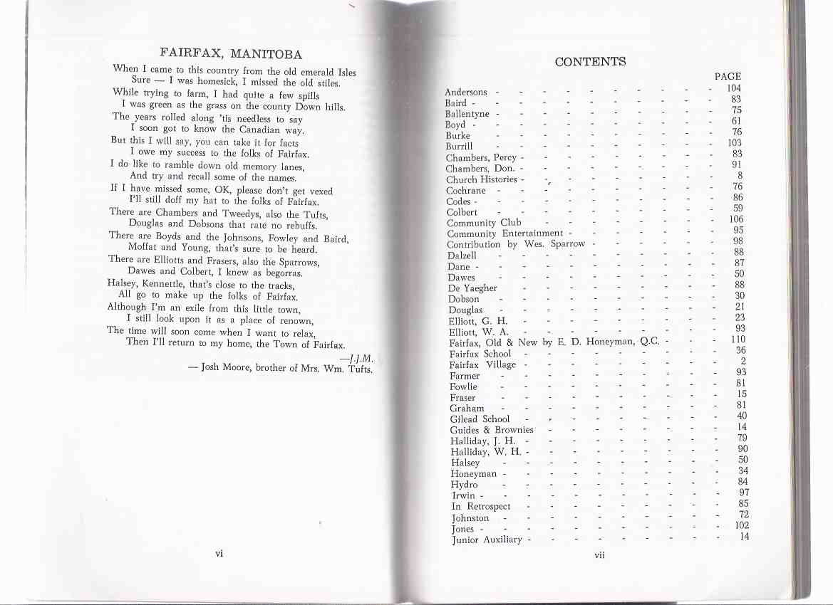 Pioneers to Present Years: History of Fairfax Consolidated School District (inc. Church; Schools [ Fairfax / Gilead ]; Sports [ Baseball, Curling, Hockey ], Hydro, etc)( 1967 Centennial Manitoba Local History )