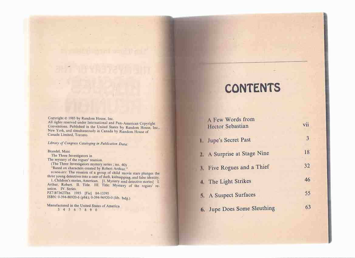 KEYHOLE Series of The Three Investigators: The Mystery of the Rogues' Reunion -by Marc Brandel ( born Marcus Beresford Volume 40 ( Book Forty ) ( 3 )( Rogues / Rogue's )